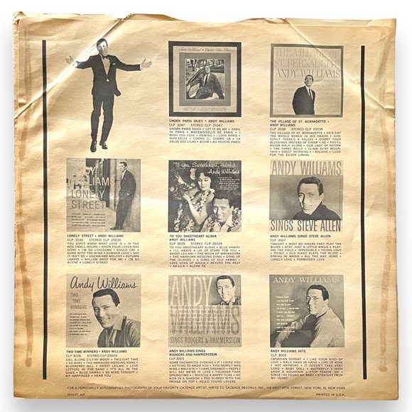 ANDY WILLIAMS Records ~ LONELY STREET + MY FAIR LADY & OTHER BROADWAY HITS + ... - Picture 5 of 15